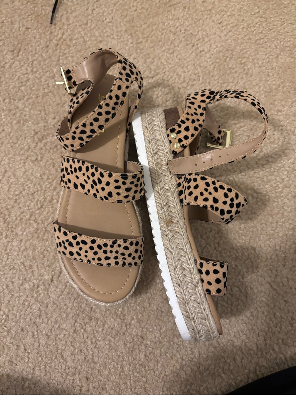 Soda Leopard Print Tan Espadrille Platform Sandals